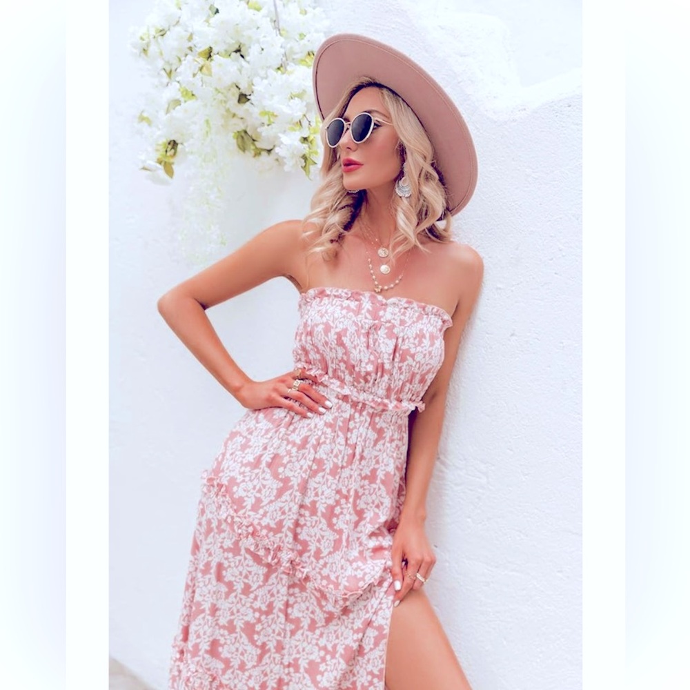 Floral Strapless Maxi Dress